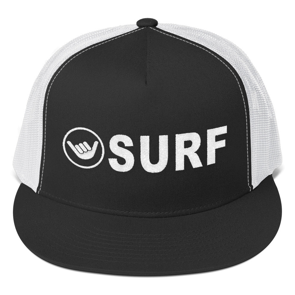 Gravity Threads Shaka Learn To Surf - Cappello Da Camionista, Nero, Taglia Unica, Ricamo Simbolo Shaka, Retro In Rete, Chiusura Snapback